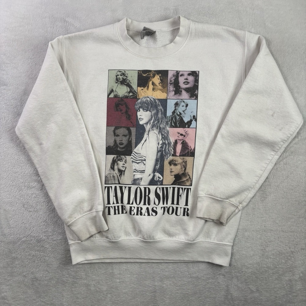 Taylor Swift The Eras Tour White Pullover Long Sleeve Fleece Sweatshirt Women S